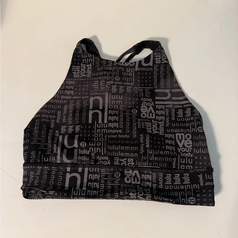 Lululemon Energy High-Neck Longline Bra Medium Support Ombre Black Multi size 8